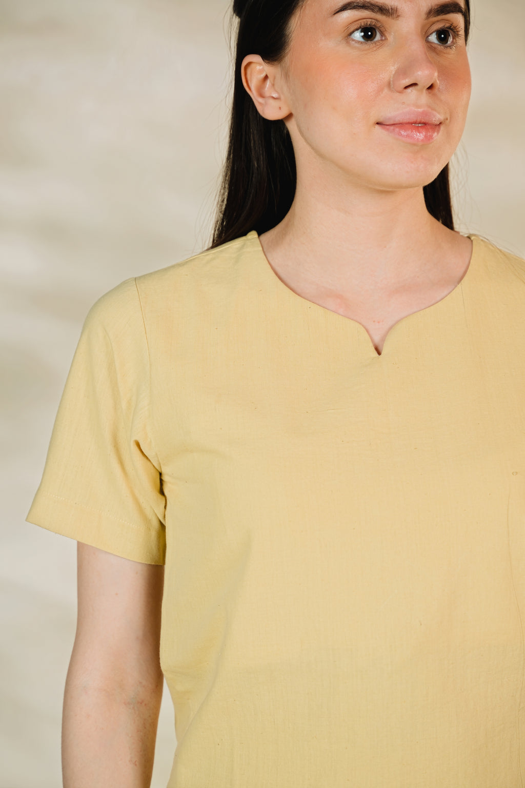 Aura Top in Mountain Mustard, handwoven cotton, TISHYA
