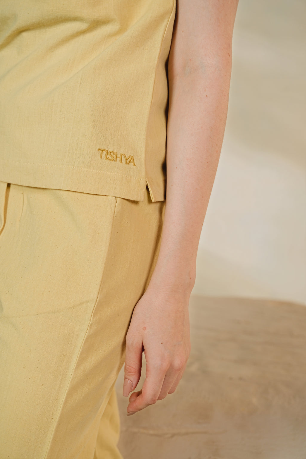 Aura Top in Mountain Mustard, handwoven cotton, TISHYA